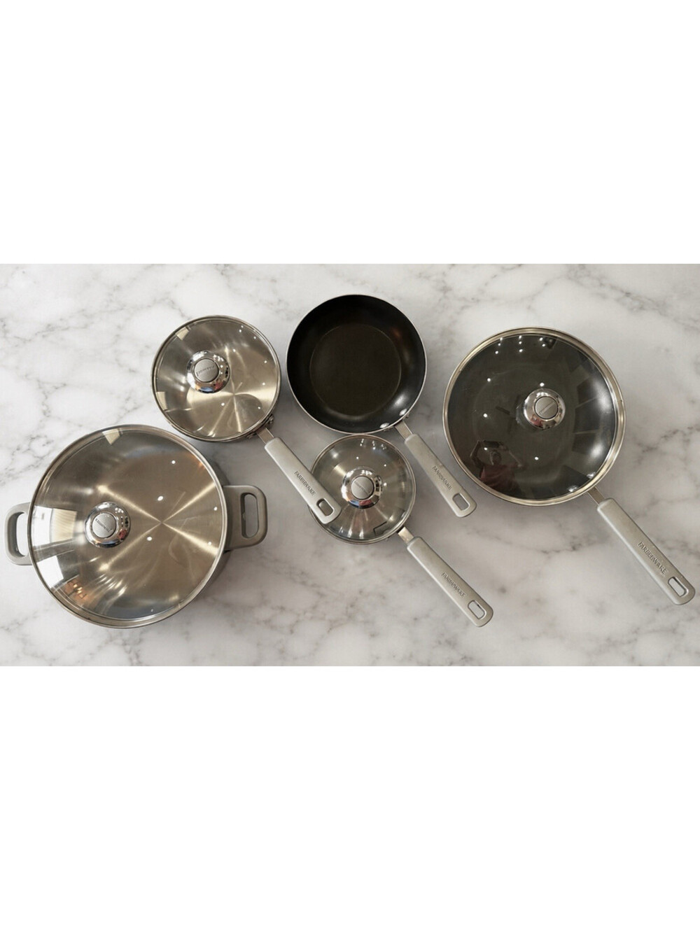 Farberware Stainless Steel Nonstick Cookware Set w/ Glass Lids, 9- Piece